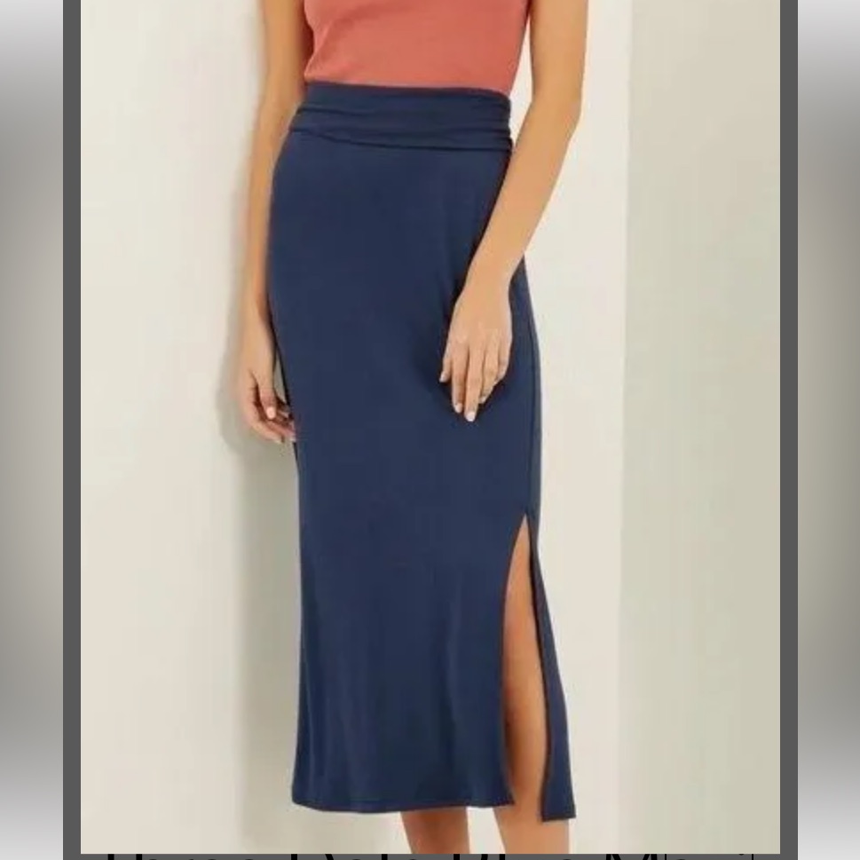 Nwt Three Dots Night Iris Blue. Maxi Skirt Fold Over Waist
